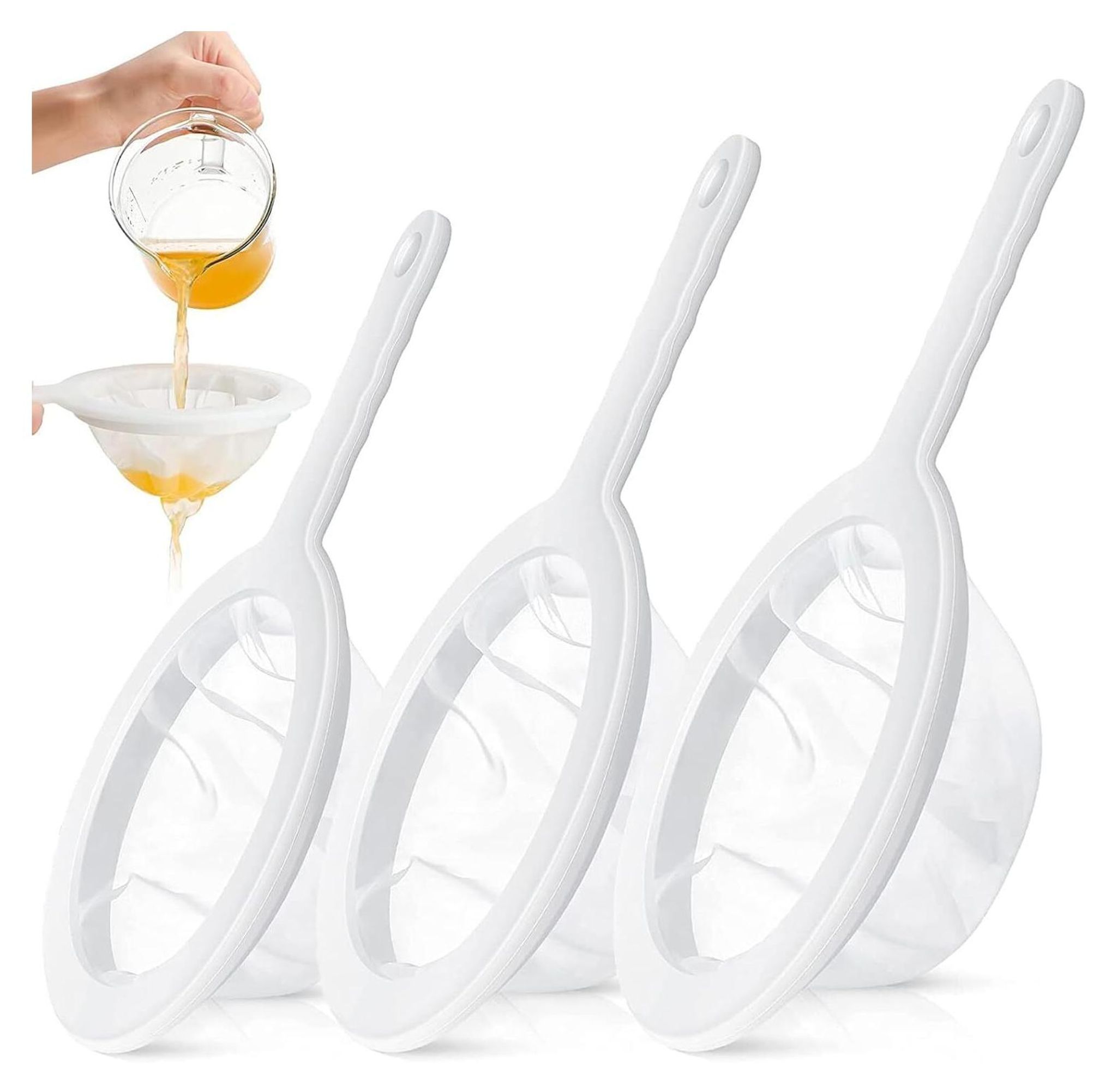 3 Stück Sieb Fein Mit Griff 200/300/400 Mesh Haarsieb Küche Netzsieb Ultrafeines Trichterfilte Haushaltssieb Handsieb Für Saft, Milch,