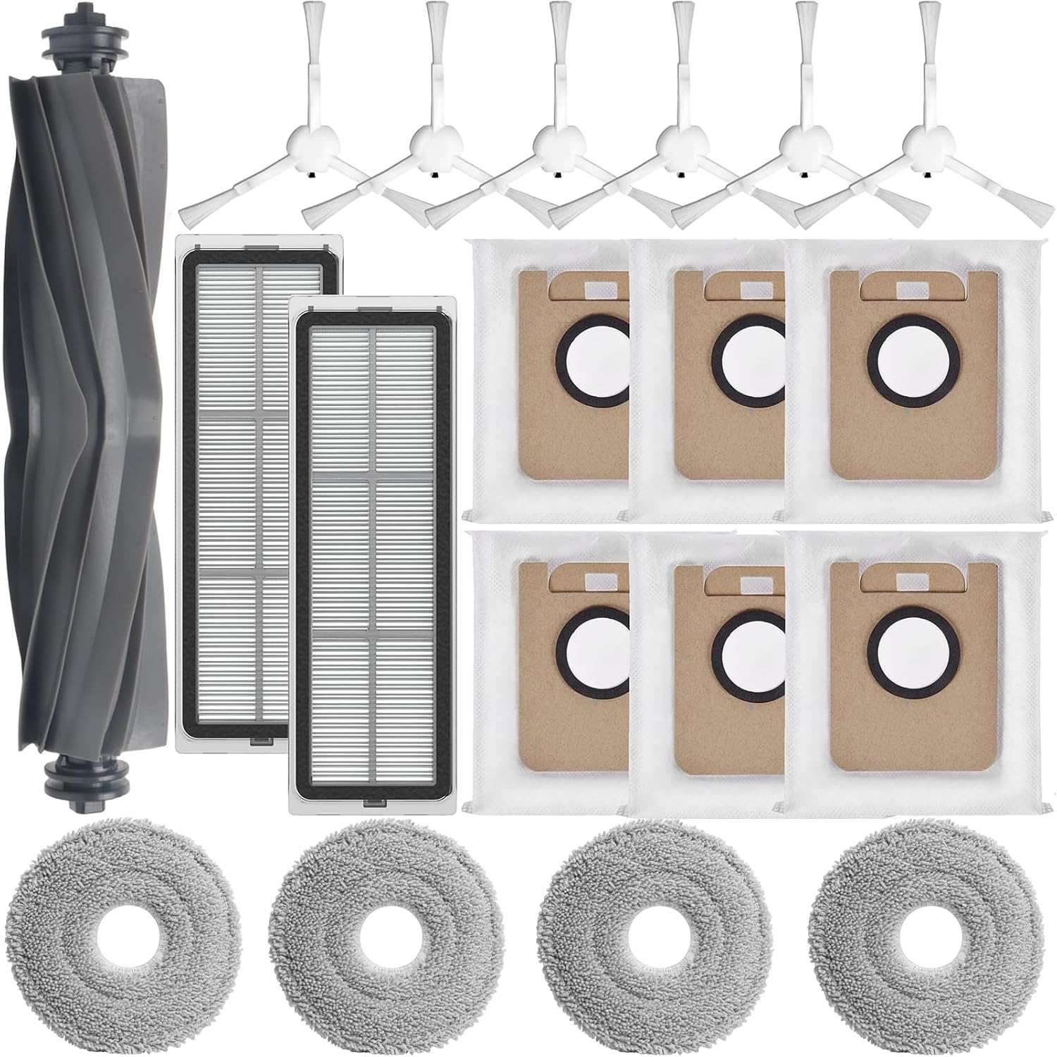 Zubehörset Für Dreame L10s Ultra/l10 Ultra/l10 Prime Roboter Saugroboter, 3 Hauptbürste, 6 Filter, 12 Wischpad, 18 Seitenbürsten, 18 Staubbeutel, Ersatzteile Zubehör Für Dreame Saugroboter