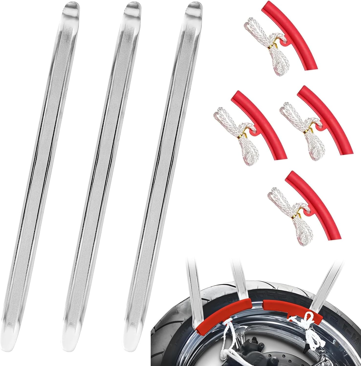 3 Stück Montierhebel Reifen 30 Cm Mit 4 Felgenschützern, Reifenmontierhebel Montiereisen Reifen Tragbar Und Einfach Zu Bedienen Montierhebel Reifen Wechseln Werkzeug Für Motorrad, Fahrrad, Auto