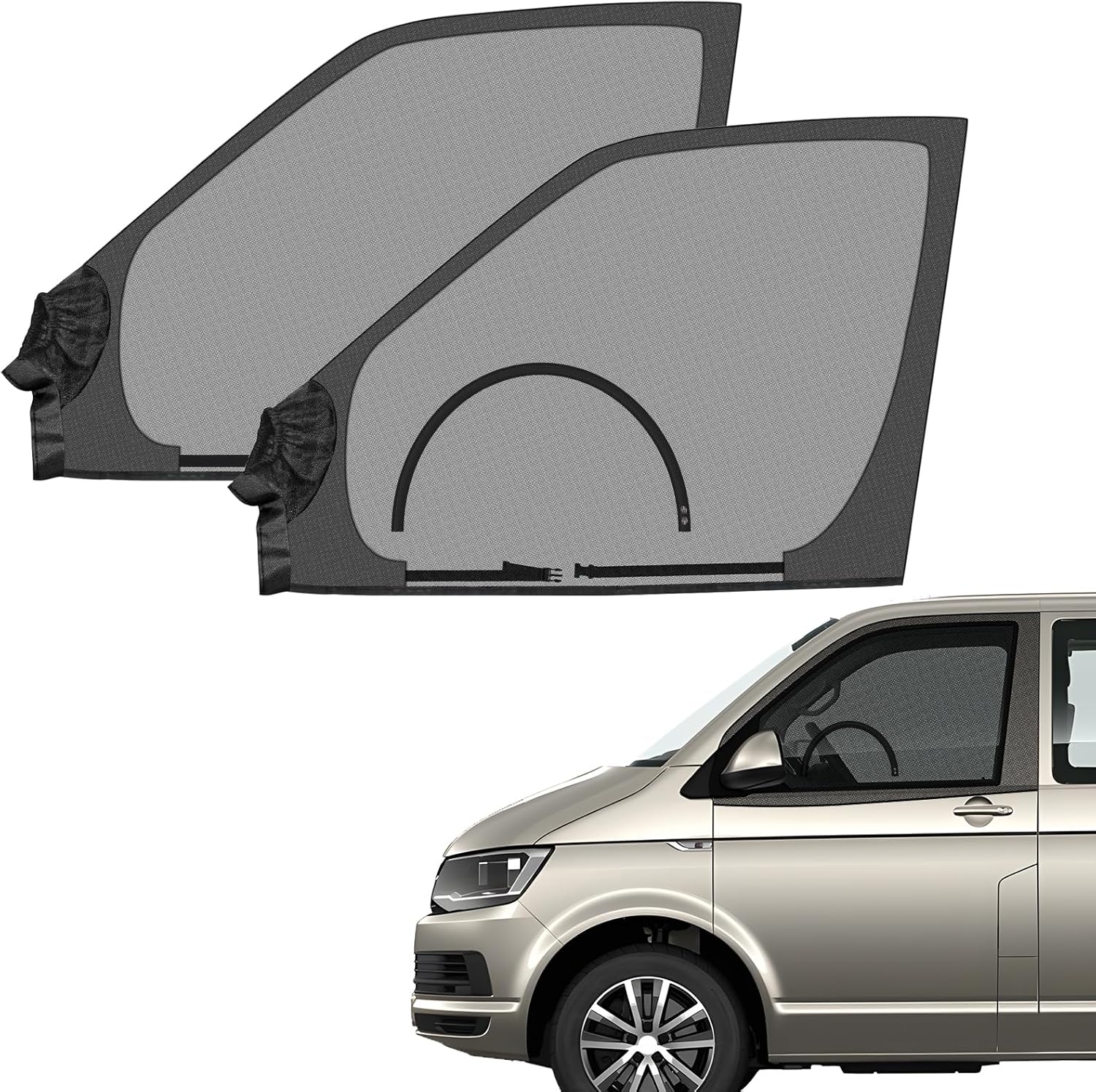 Zatooto Moskitonetz Seitenfenster Magnetisch Für Vw T4 T5 T6, Fliegengitter Insektenschutz, Autofenster Moskitonetz Für Vordertüren, Reißverschluss-zugang, Optimale Belüftung, Outdoor Camping