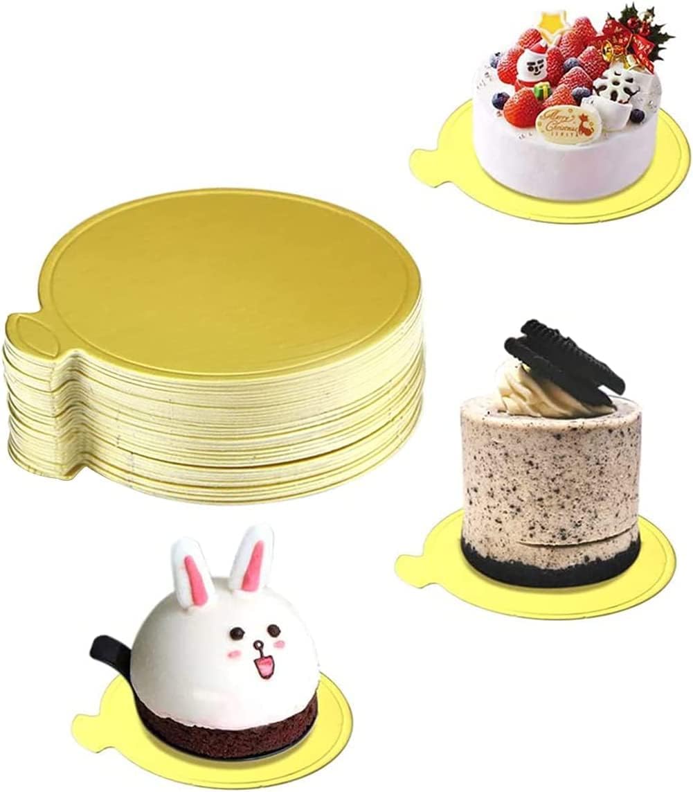 100 Stück 8cm Mousse Kuchen Bretter Gold Kuchenplatte Runde Kuchen Board Kuchenunterlagen