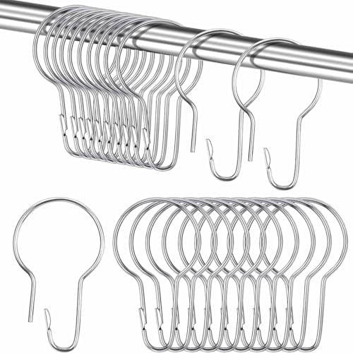 30 Stück Duschvorhang Haken, 70x40mm Rostfreie Edelstahl Duschvorhangringe Gardinenringe Für Duschvorhangstange Kleiderstange Badezimmer Wohnzimmer Schlafzimmer Küche