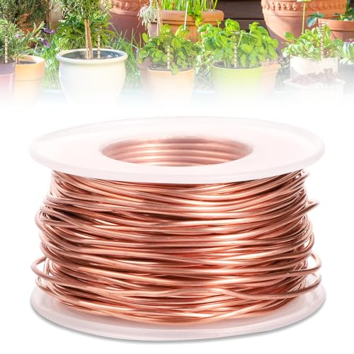 20m Electroculture Gardening Kupferdraht, 99,9% Reiner 16 Gauge/1,3 Mm Copper Wire Blanker Kupferdraht Für Garten, Pflanzen Und Gemüseanbau, Air Plant Holders