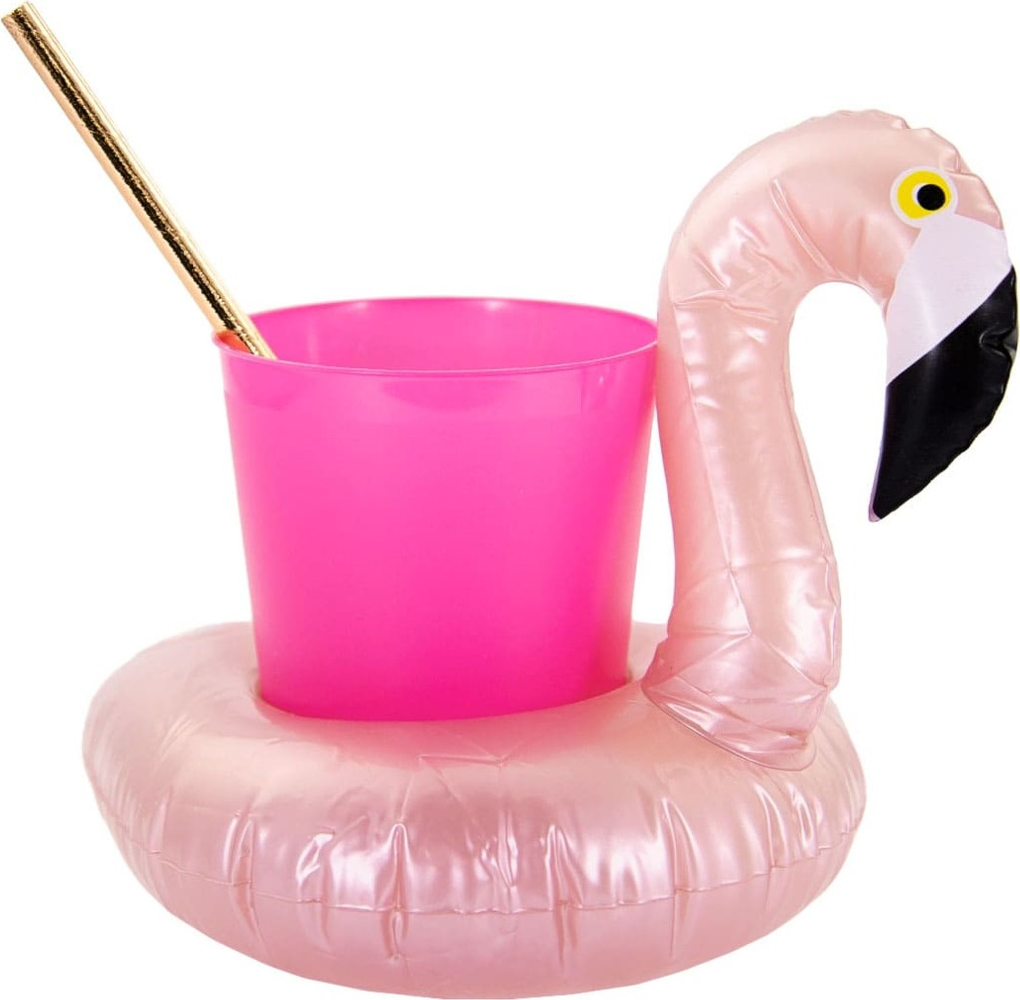 10 Flamingo Getränkehalter Aufblasbar Pool Party Roségold