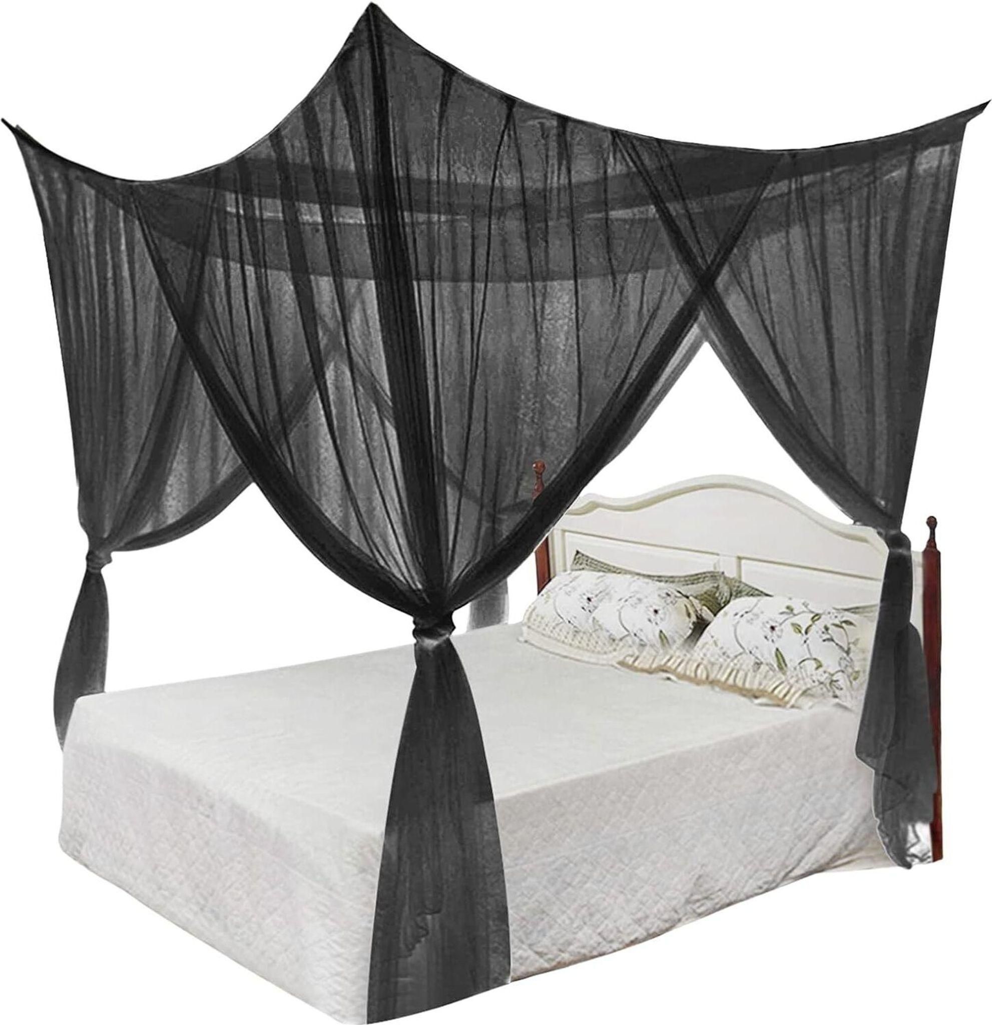 Moskitonetz 210x190x240 Cm, Feinmaschiger Betthimmel Für Doppel- & Einzelbett, Insektenschutz Schwarz