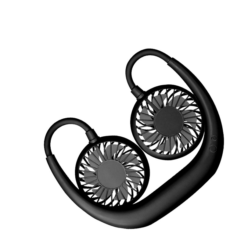 Hals Ventilator Neck Fan Tragbare Hängend Handfrei Um Den Halsventilator Persönlicher Sport-gefrierschrank Lüfter Handfrei Hand Free Verstellbar Mini Lüfter,usb Wiederaufladbar 2000mah Led (black)