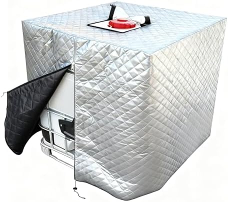 Ibc Tank Abdeckung Winter, Frostschutz Für Regentonne 1000l, Ibc Tank Verdickter Thermohaube, 120x110x116cm, Mit Reißverschluss, Staubdicht & Schneesicher