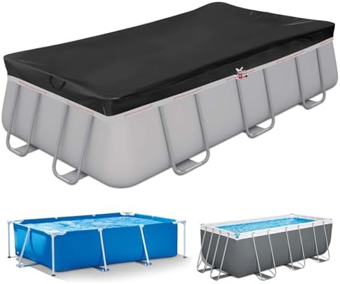 Poolabdeckung Rechteckig Für 300-200 Cm Pool Pool Plane 305x205cm Sommer & Winter Poolplane 420d Oxford Reißfest Abdeckplane Für Intex & Bestway Pools (schwarze Ösen)