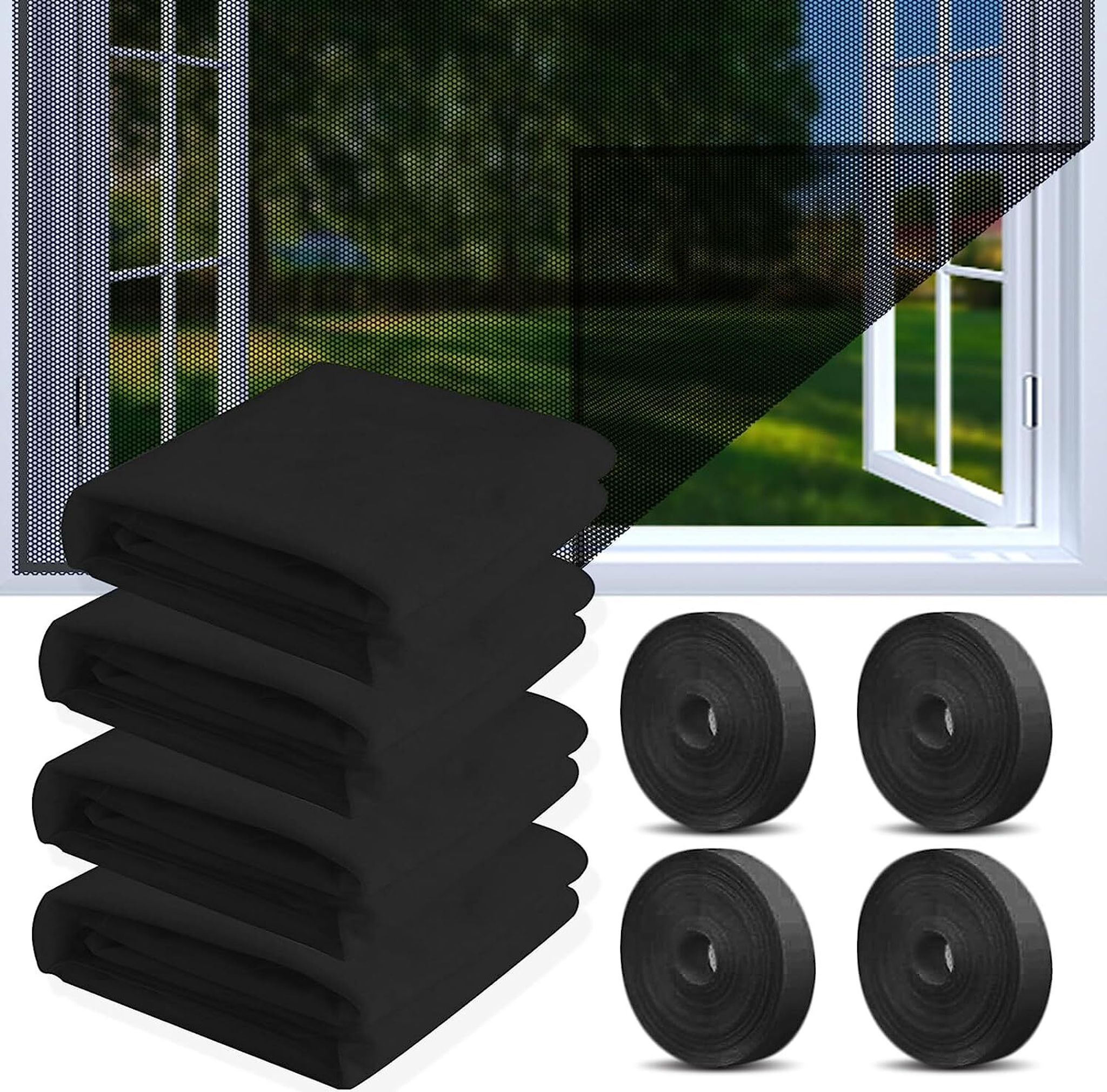 12stück Moskitonetze Für Fenster, 150 X 200cm Fliegengitter Für Fenster, Insektenschutz Fensternetz Fliegengitter (schwarz)