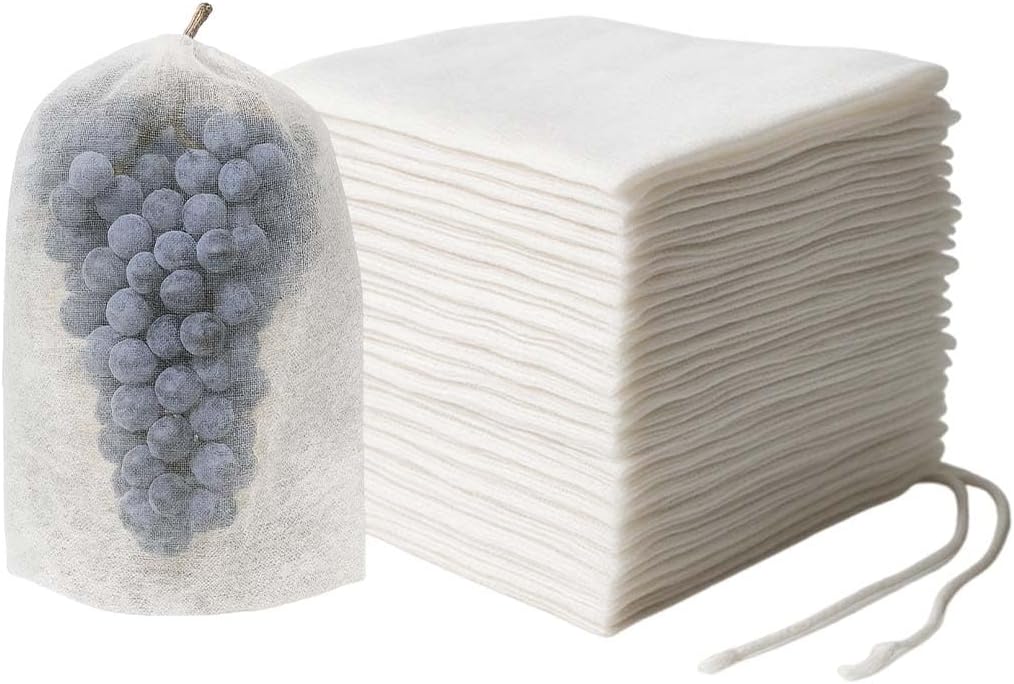 100 Traubenschutzbeutel 15x38cm, Organza Obstnetze Mit Zugband