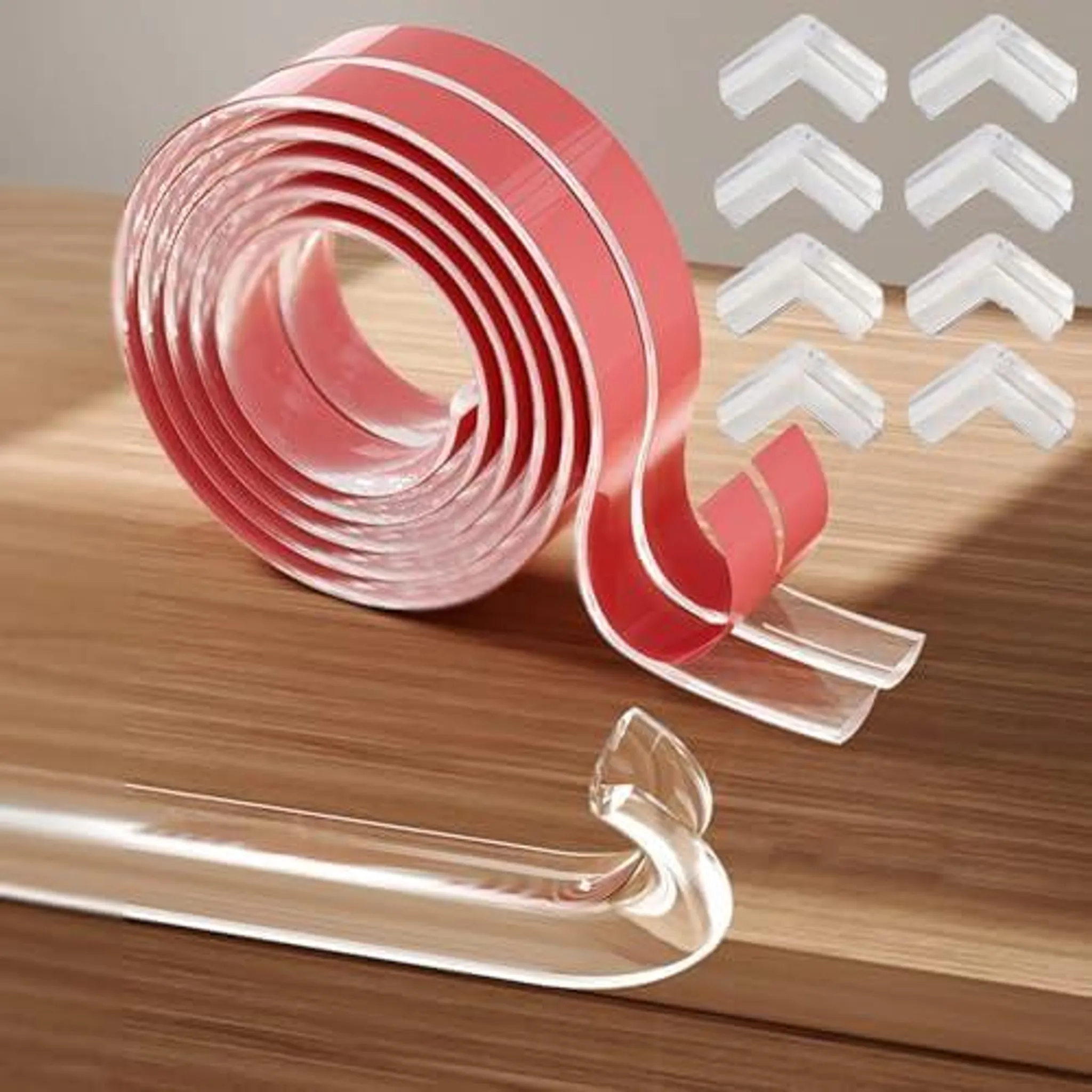 2er-set Kantenschutz Baby Transparent, Eckenschutz Baby Transparent Klebestreifen,silikon Baby Kantenschutz Für Schubladen, Schränke (4m+ 4 Schutzwinkel)