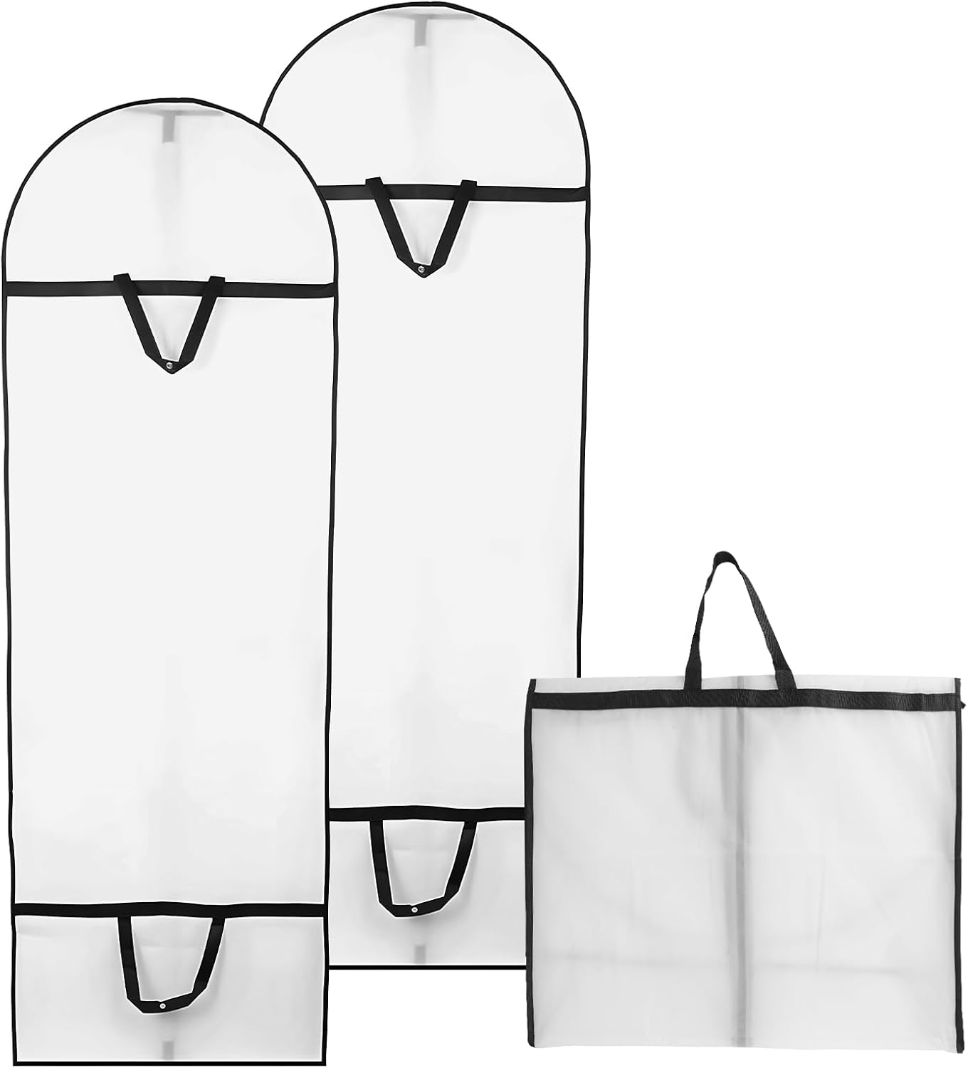 2 Kleidersäcke Lang – 180 X 60 Cm, Faltbar, Mit Reißverschluss, Mottensicher Für Braut- & Abendkleider, Weiß