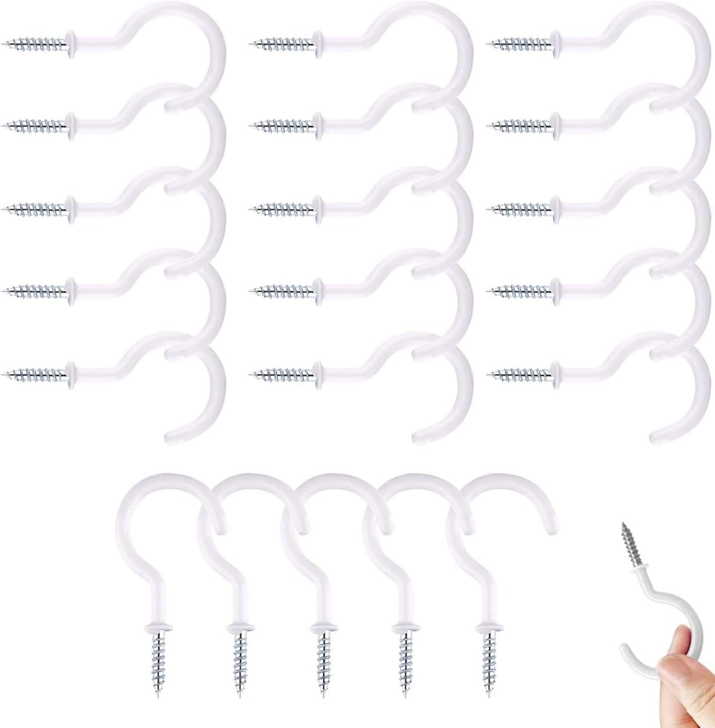 20 Haken Schraubhaken Für Schrauben, Decken Und Wände - Weiß, Ideal Zum Aufhängen Von Schlüsseln, Tassen, Blumentöpfen Und Mehr - Stabile Tassenhaken Für Haus Und Werkstatt