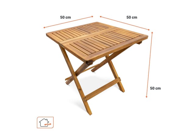 Akazien Gartentisch geölt - 50cm - Holz Klapp Beistell Bistro Tisch massiv natur
