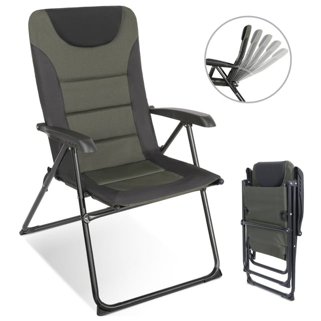 HOMECALL Campingstuhl Gartenstuhl Anglerstuhl Faltsessel Klappstuhl für Wohnwagen Outdoors 5 fach Verstellbarer Rückenlehne, Hochlehner mit