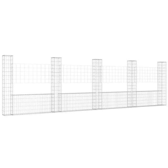 vidaXL Gabionenkorb U-Form mit 5 Säulen Eisen 500x20x150 cm
