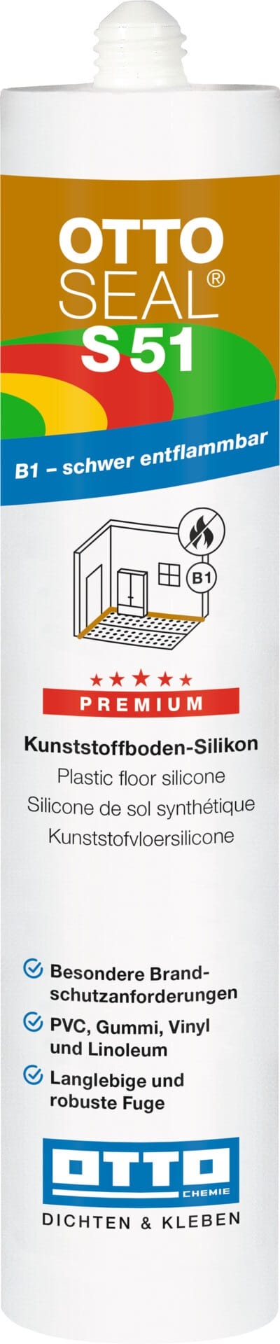 Ottoseal S51 Silikon für pvc-, Gummi- und Linoleumböden C79 steingrau