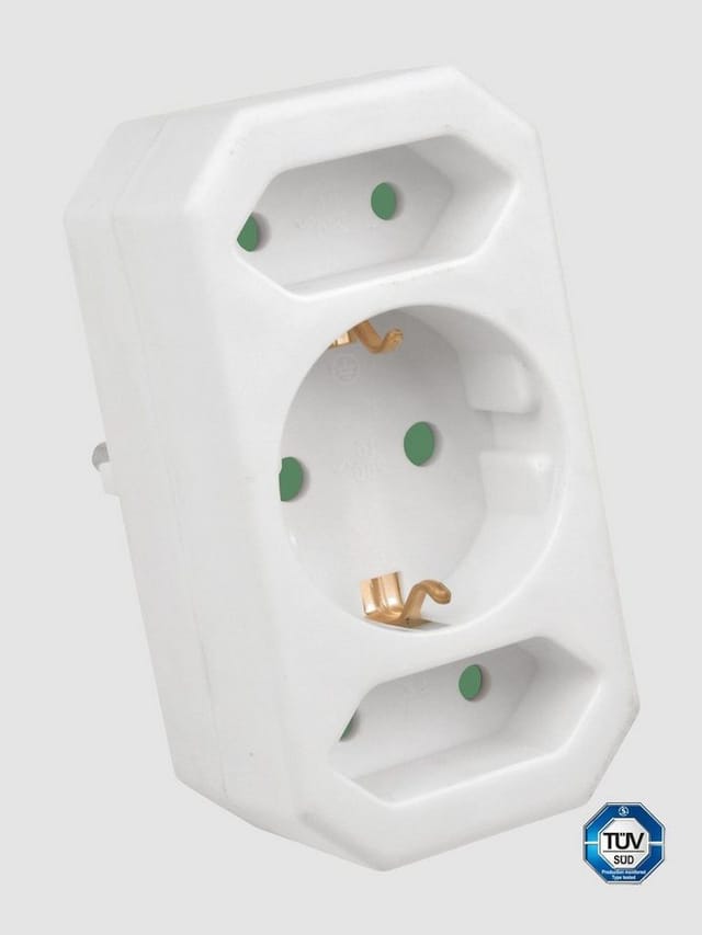 As schwabe Euro- und Schutzkontakt-Adapterstecker, weiß