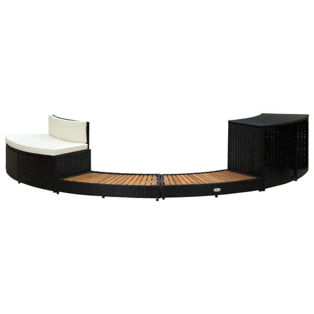 Vidaxl - Whirlpool-Einfassung Schwarz Poly Rattan und Massivholz Akazie
