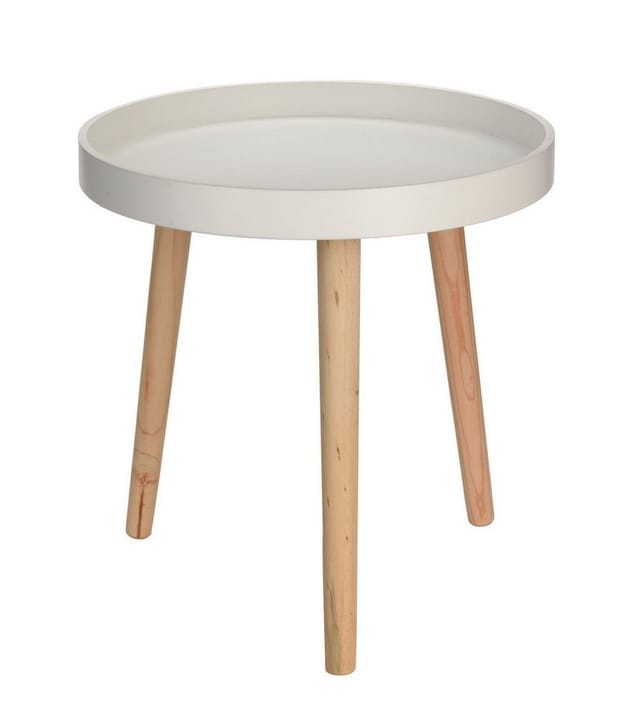 Holz Beistelltisch 40 x 39 cm - weiß - Couchtisch mit Beinen aus Massivholz - Sofa Couch Telefon Blumen Tisch