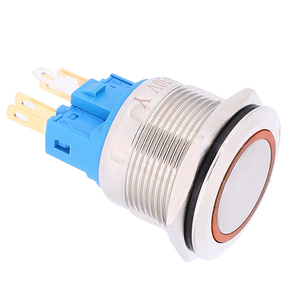 2 Stück Ac220v 22mm Edelstahl-ring-reset-taster 6-poliger Drucktaster-ersatz Orange
