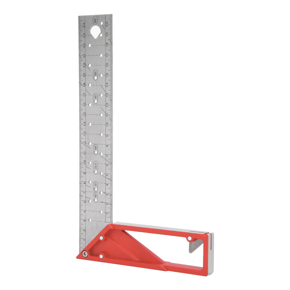 Quadratischer Holzbearbeitungslineal Aus Edelstahl 45° / 90° Schreinerwerkzeug Mit Mehrwinkel (25 Cm)
