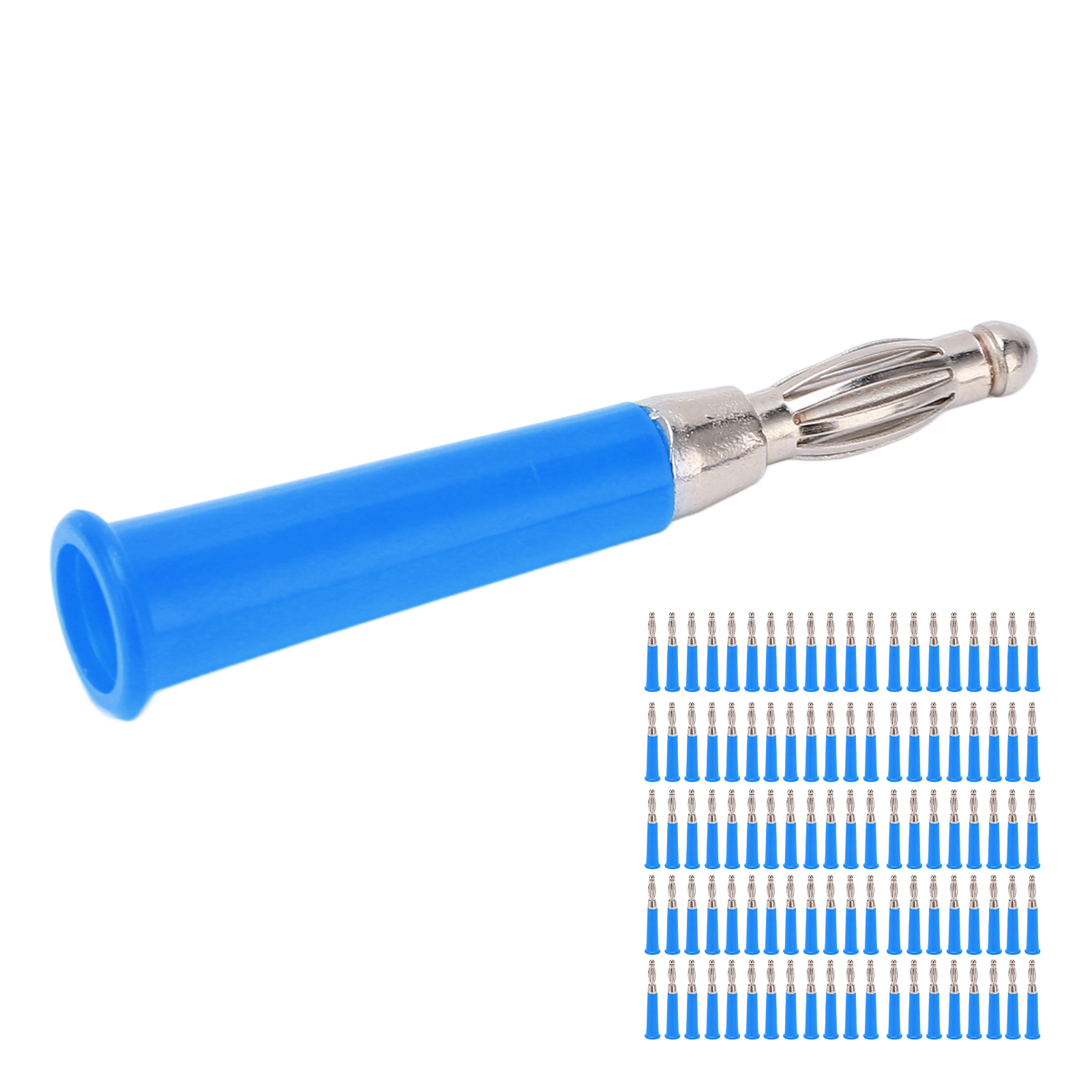 100-teiliges Bananenstecker-set (4 Mm) Zum Schweißen Für Maschinen Und Anlagen, Artikelnummer J.10010, Blau
