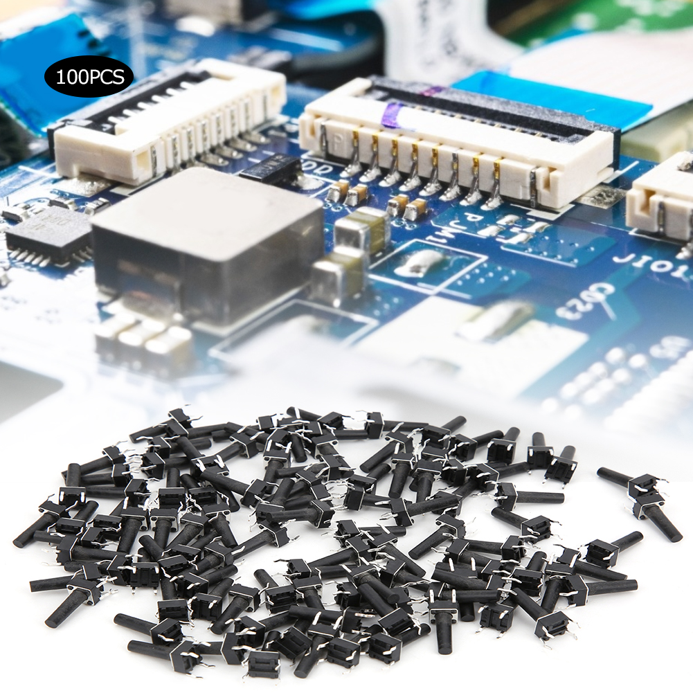 100 Stück Mikro-taster Für Momenttakte Aus Technischem Kunststoff, Dc 12 V, 50 Ma, Dip-gehäuse, 6 X 6 X 15 Mm