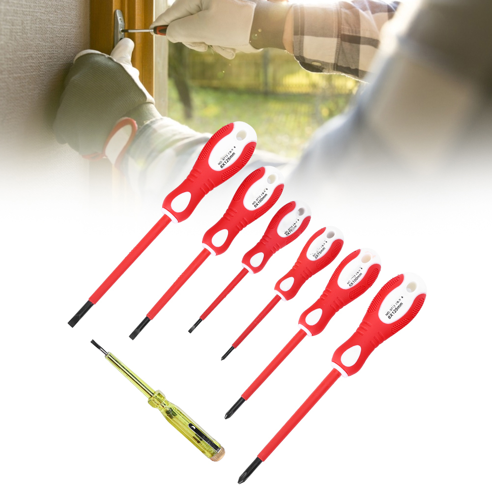 7-teiliges Isoliertes Schraubendreher-set, Tragbares Magnetisches Elektriker-werkzeugset Mit Elektrischem Stift