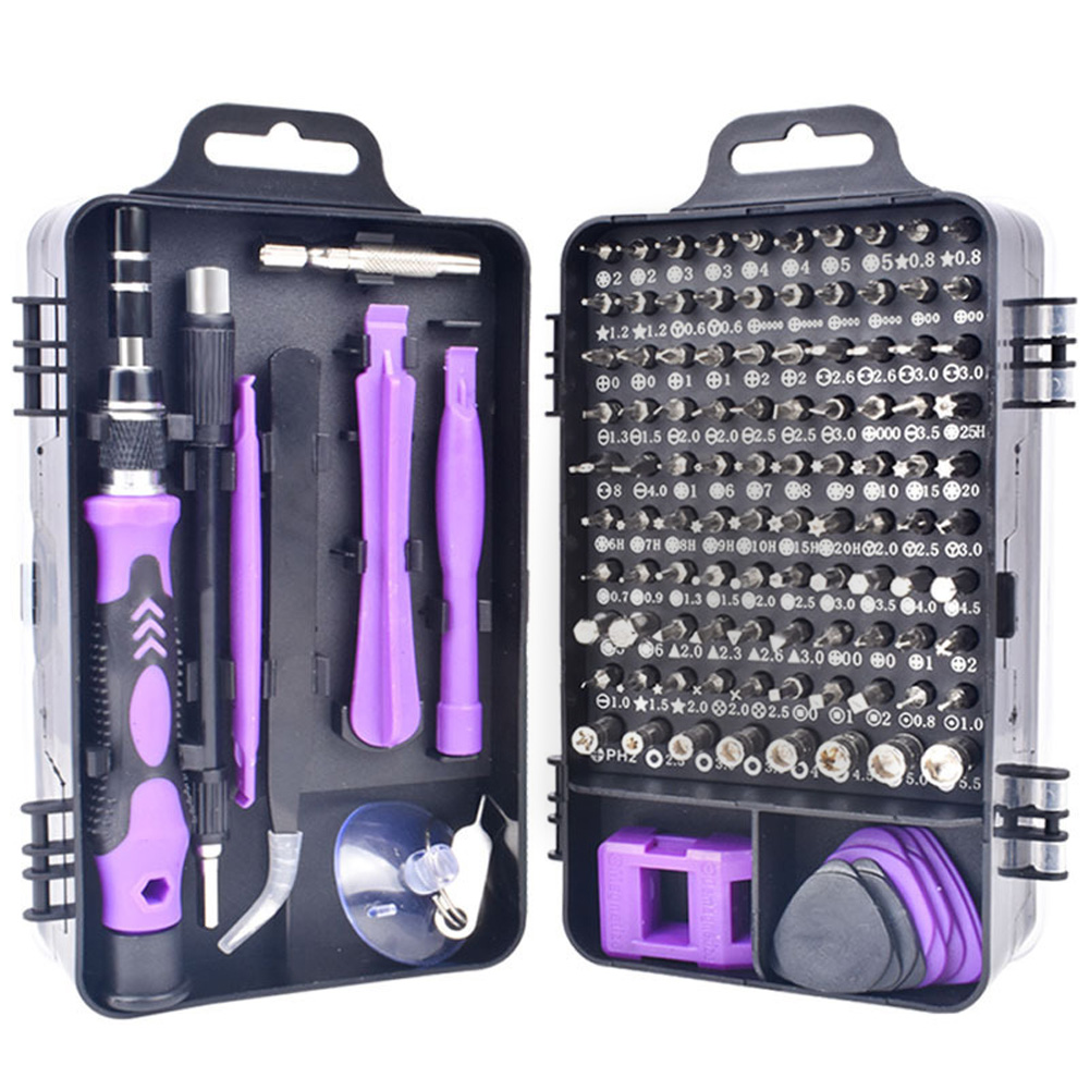 115-in-1-schraubendreher-set, Multifunktionales Werkzeug Zur Reparatur Und Demontage Von Uhren Und Handys, Lila