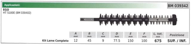 KIT Ober- / Untermesser EGO Heckenschere HT 5100E 039342