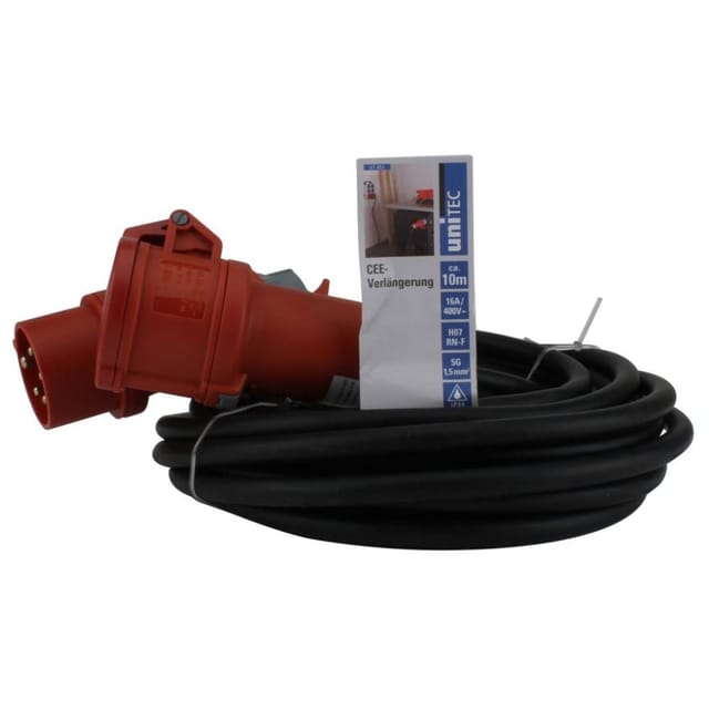 PCE - CEE-Verlängerung 5-polig 16A H07RN-F5G1,5 10m schwarz Stecker & Kupplungen