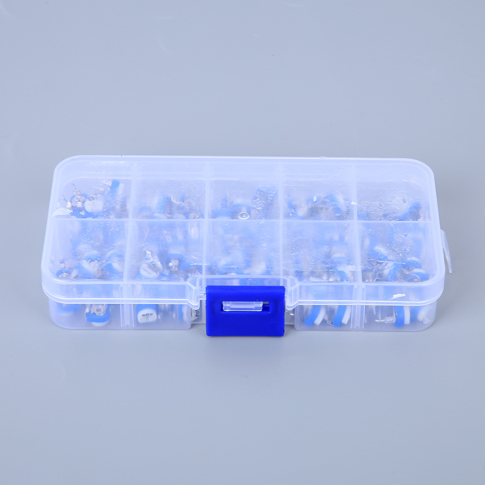 100 Stück Blau-weißes Set Einstellbarer Widerstände, Potentiometer-kit, Regler Für Elektrische Bauteile