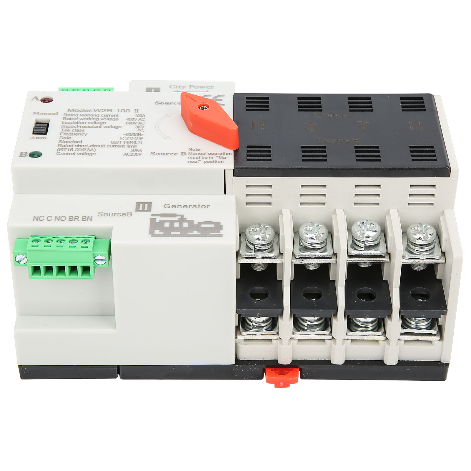 W2r-100 Automatischer Umschalter Für Doppelstromversorgung, 4-polig, 100 A