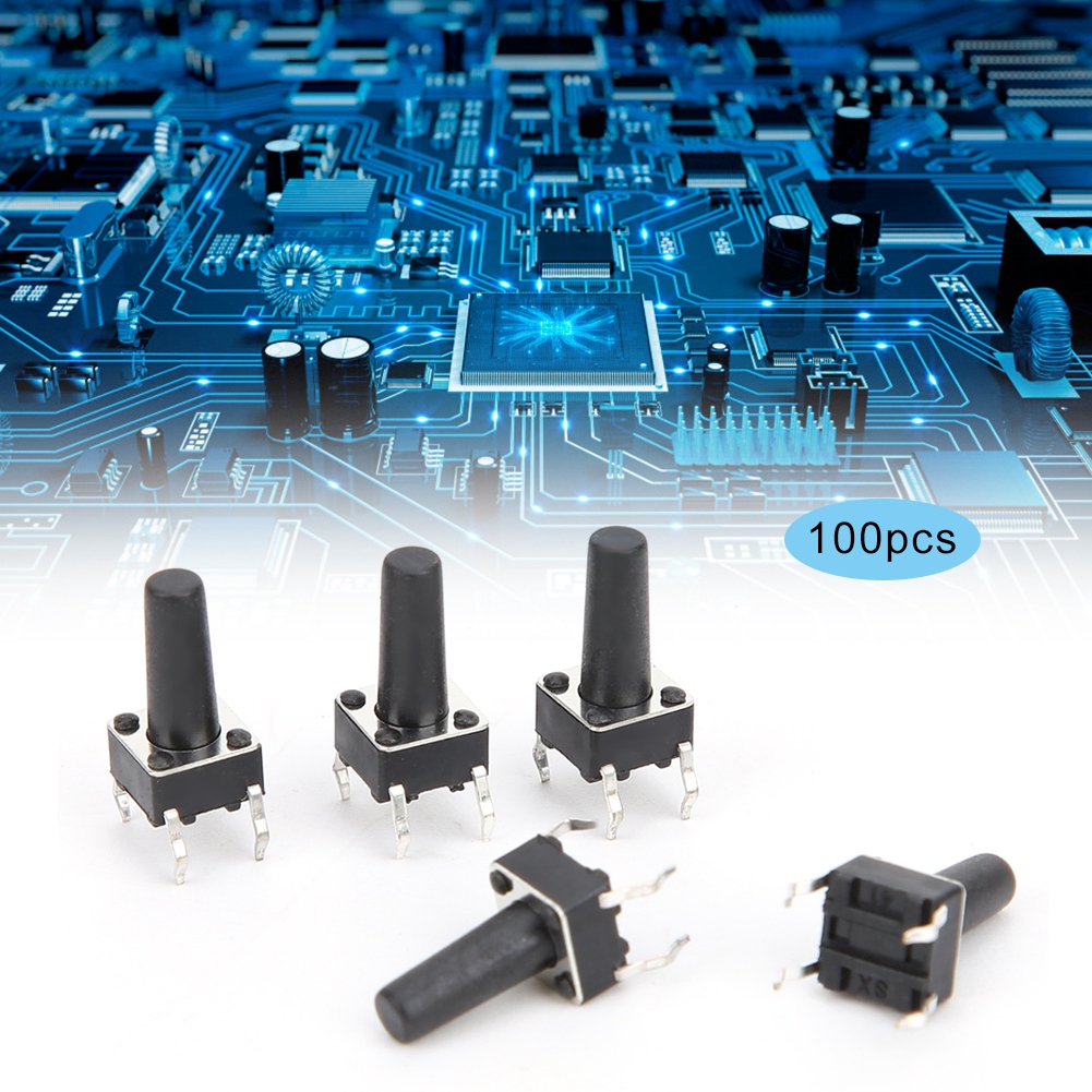 100 Stück Momenttaster, Kompaktes Gehäuse Aus Technischem Kunststoff, Dip-gehäuse, 12 V Dc, 6 X 6 X 12 Mm