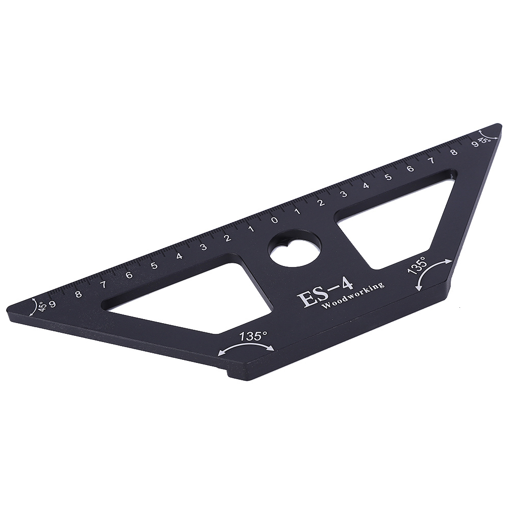 Es-4 Holzbearbeitungslineal 45° Aluminiumlegierung Anreißnadel Schreiner-messwerkzeug Schwarz