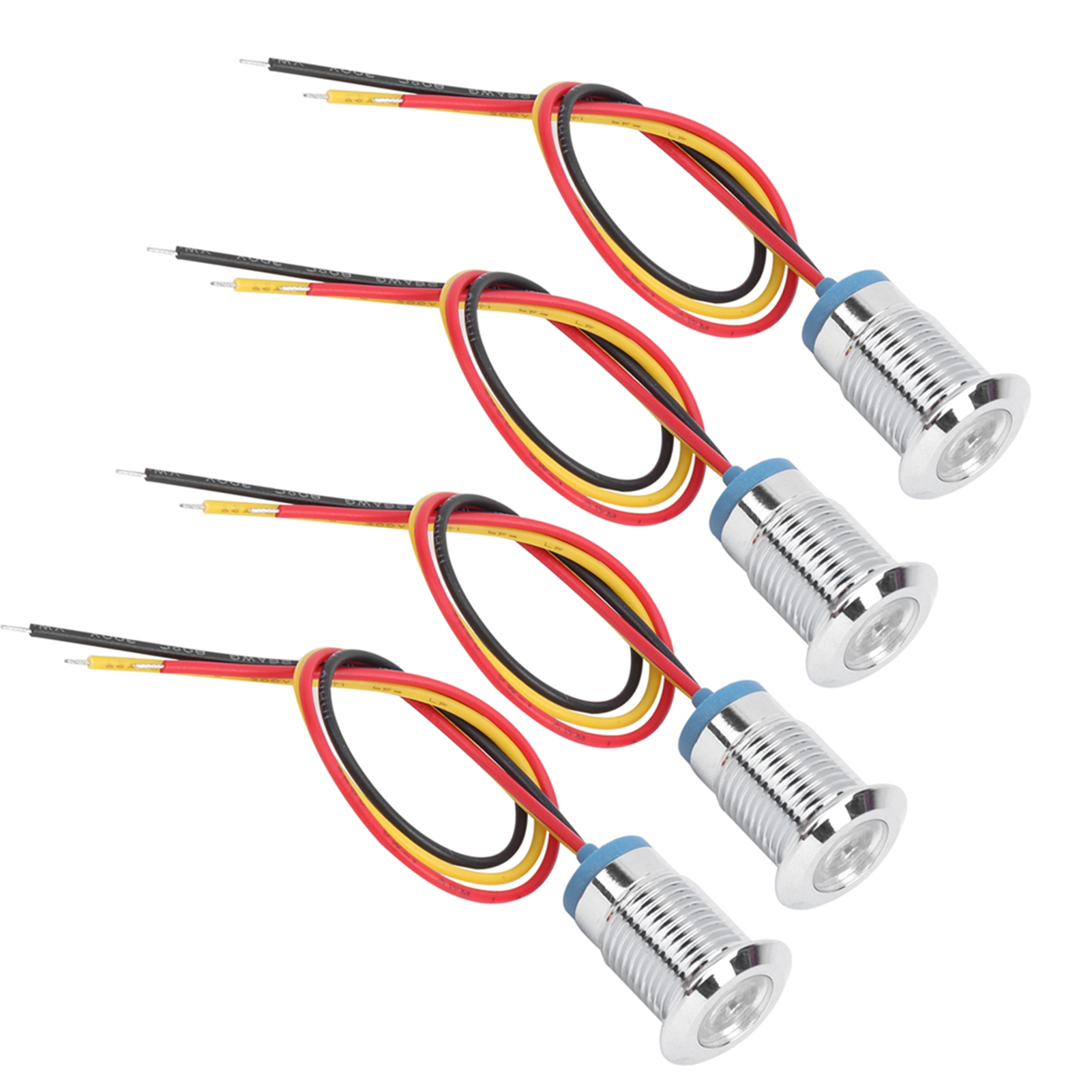 4 Sets Vorverdrahtete Runde Leds, Wasserdicht, Metall, 2-farben-anzeige, Gemeinsame Kathode, 12 Mm, 1224 V (rot Und Gelb)