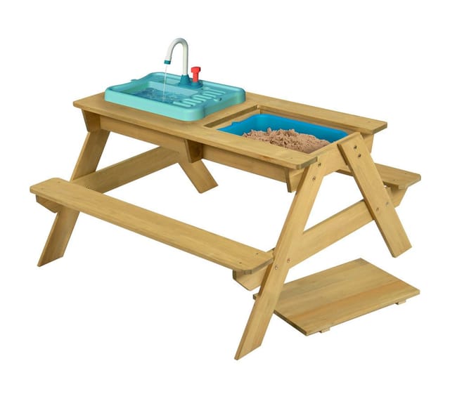 TP Toys Holz Spieltisch & Matschtisch Murmeltier inkl. Waschbecken und Sandkasten Natur Außenmaß