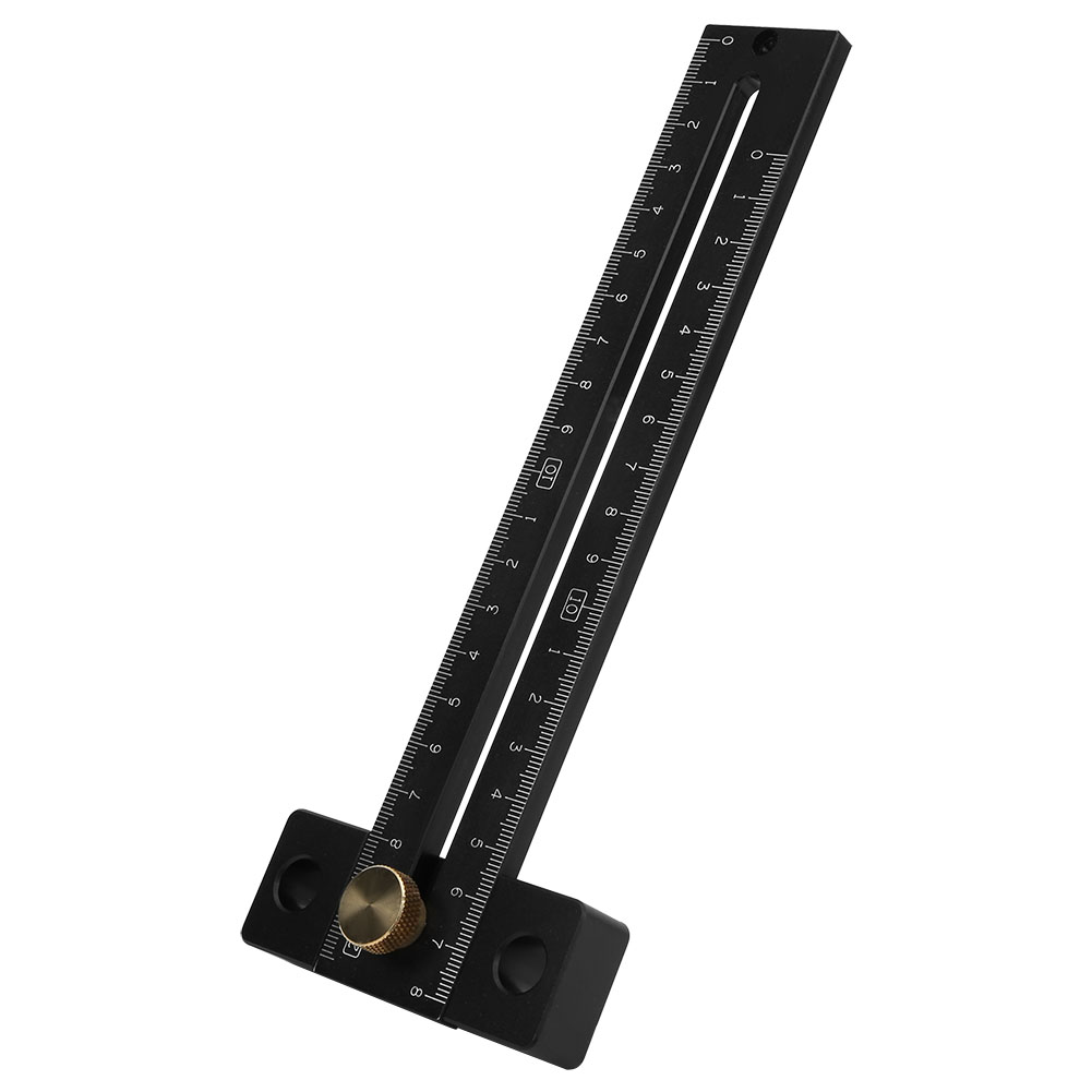 180 Mm T-förmiger Anreißlineal Mit Metrischer Skala, Schwarze Aluminiumlegierung, Anreißwerkzeug Für Die Holzbearbeitung