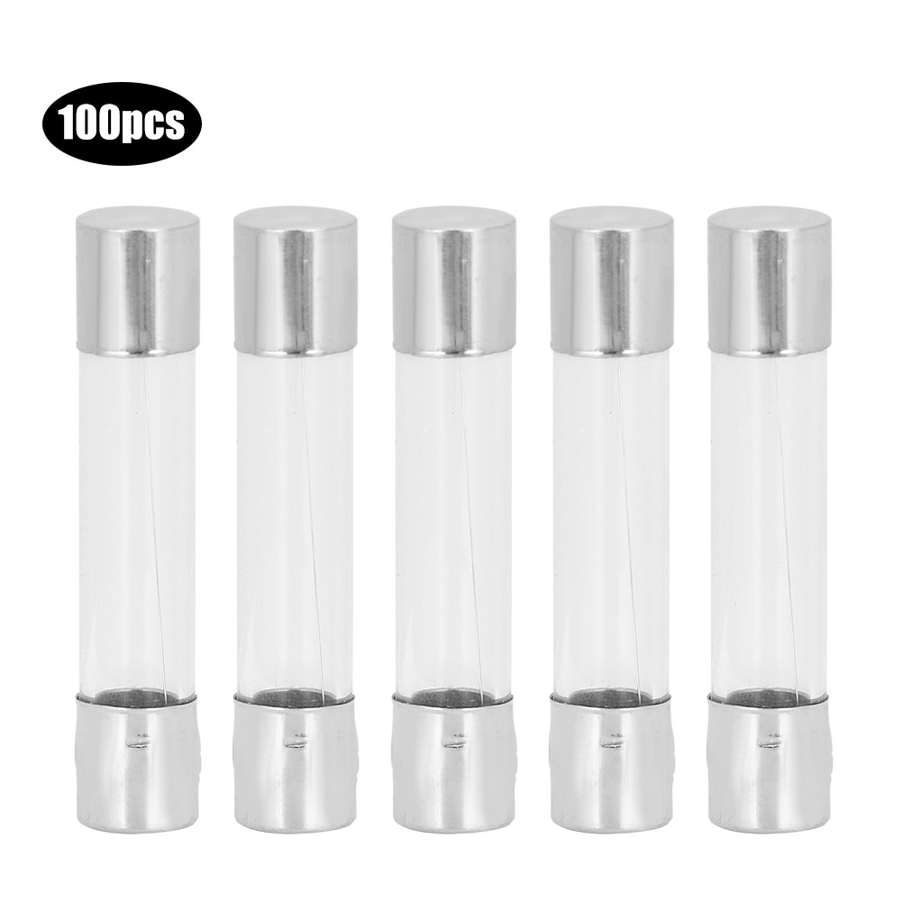 100 Stück Ac250v Glasrohrsicherungen, Schnellwirkendes Sicherungsset 6 X 30 Mm (6 A)