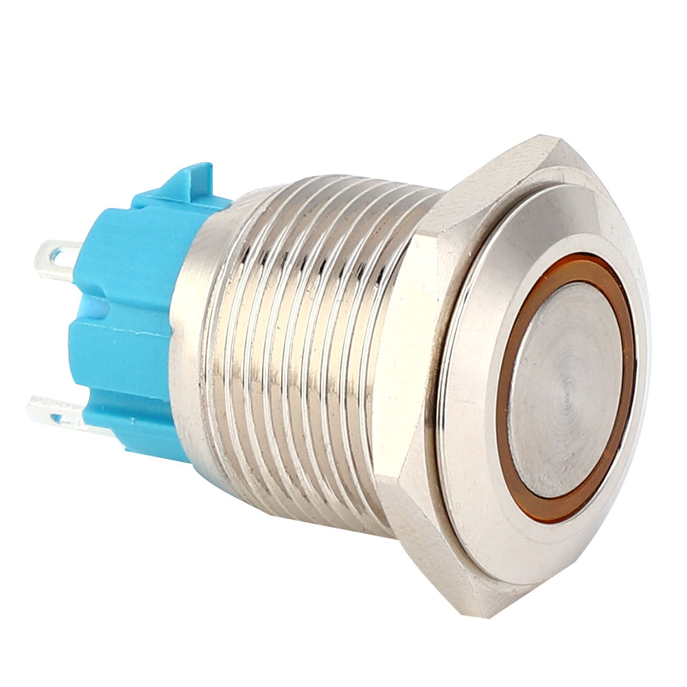 2 Stück 12–24 V Dc Drucktaster, 16 Mm, Selbstverriegelnd, Metall, Mit Lichtgelb