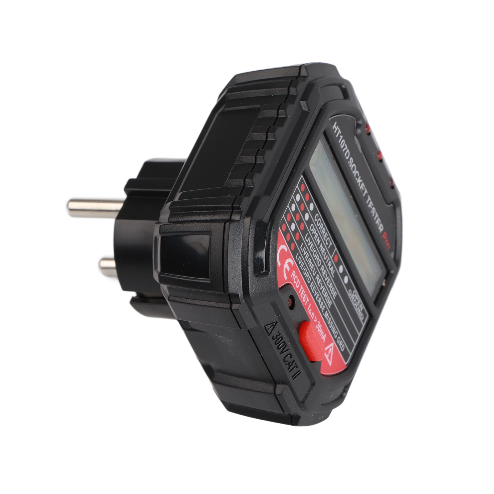 Ht107d Lcd-digitalanzeige-steckdosenprüfer, Netzfehlerprüfgerät, Elektroskop, Eu 90–250 V