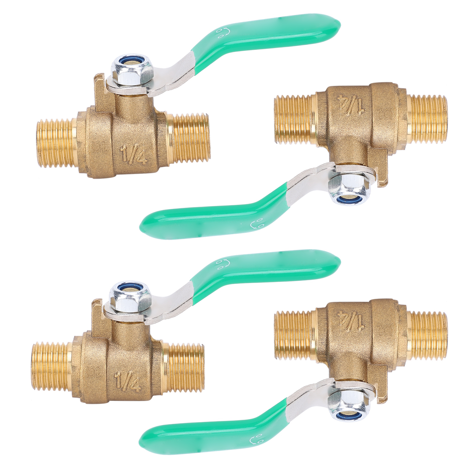 4 Stück 1/4-zoll-kugelhahn, Verdicktes Doppel-außengewinde, Messing, Abfluss-absperrventil, Wasserrohr-sanitärsystem
