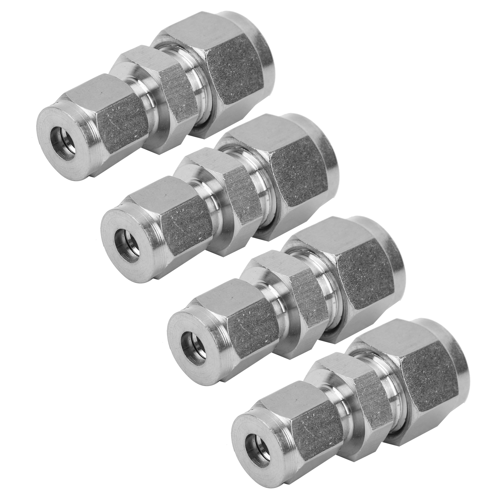 4 Stück Kompressionsrohradapter 304 Edelstahl Doppelklemmring Gerader Reduzierverbinder Ф6/ф10