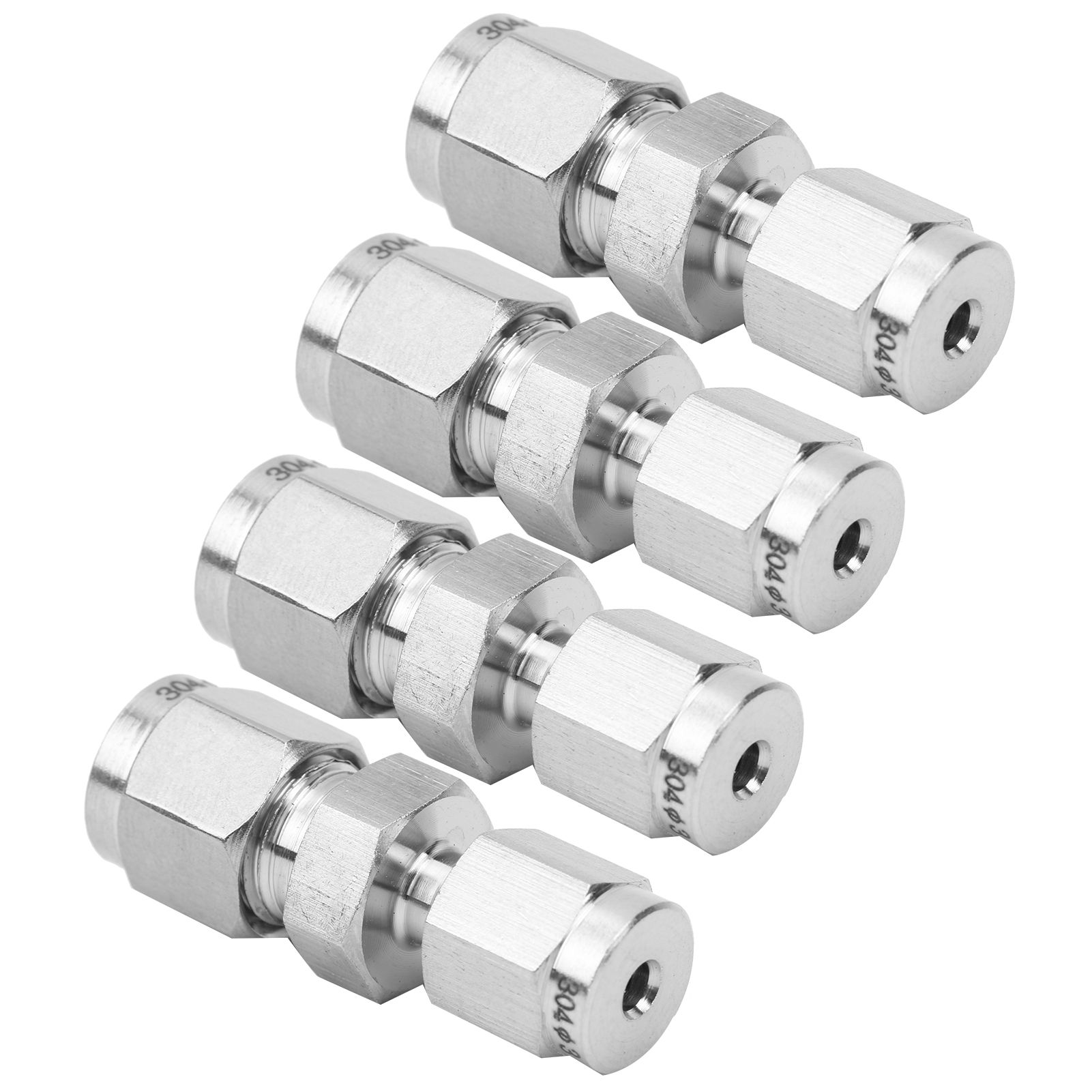 4 Stück Kompressionsrohradapter, Edelstahl 304, Doppelklemmring-reduzierverschraubung, Gerader Reduzierring Ф3/ф6