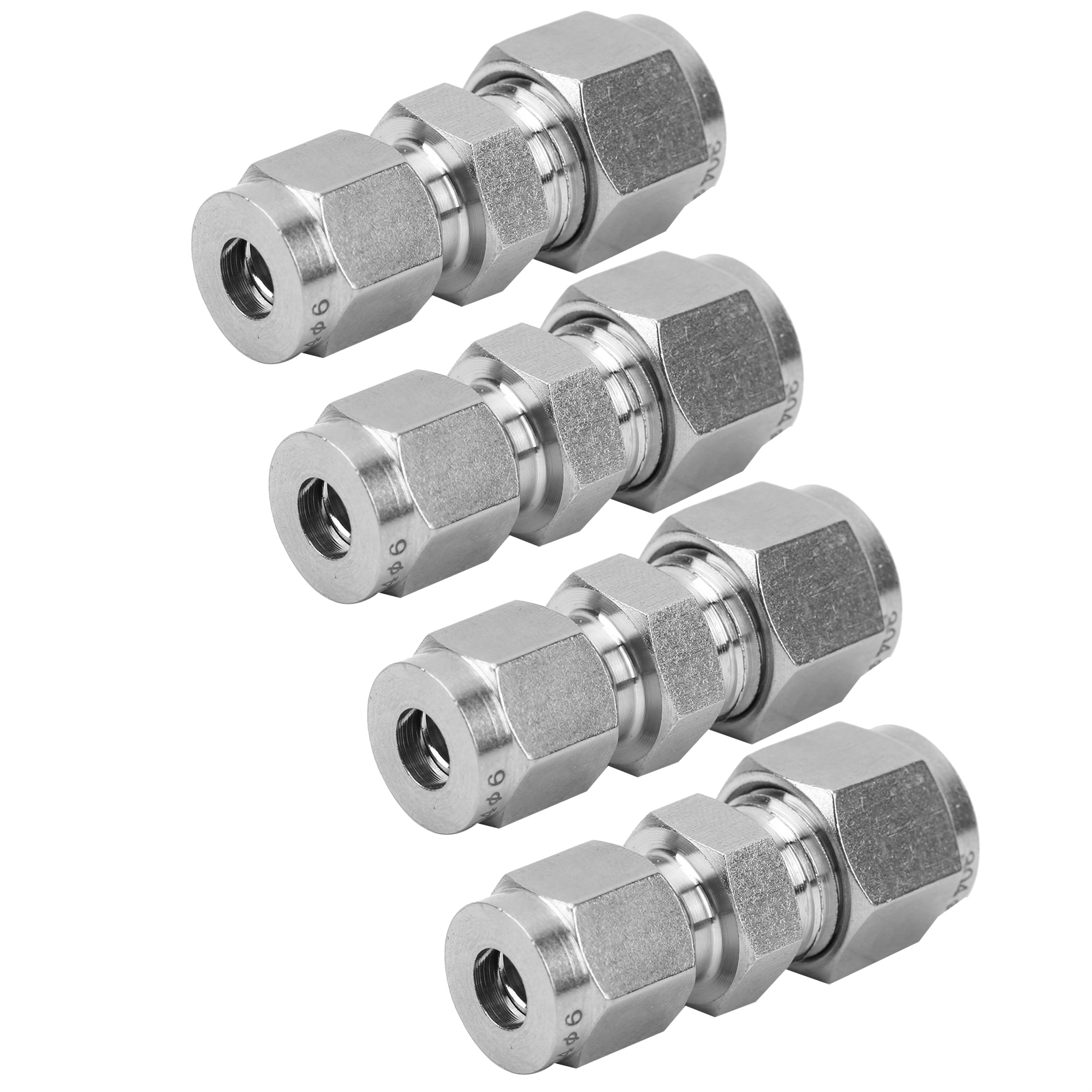4 Stück Kompressionsrohradapter, Edelstahl 304, Doppelklemmring-reduzierverschraubung, Gerader Reduzierring Ф6/ф8