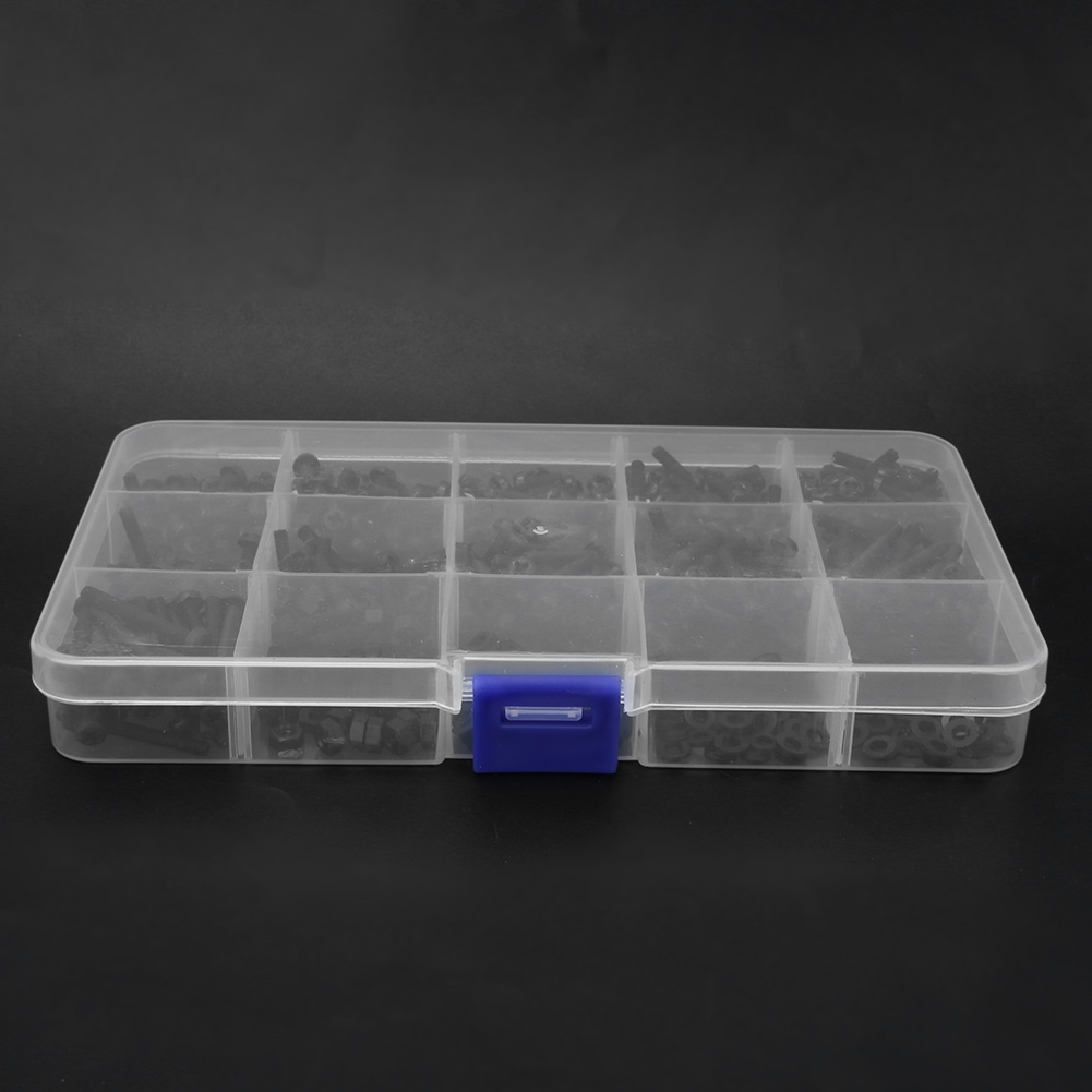 600-teiliges Nylon-schraubenset M3 5–25 Mm Linsenkopf-kreuzschlitzschrauben-unterlegscheiben-muttern-set Schwarz
