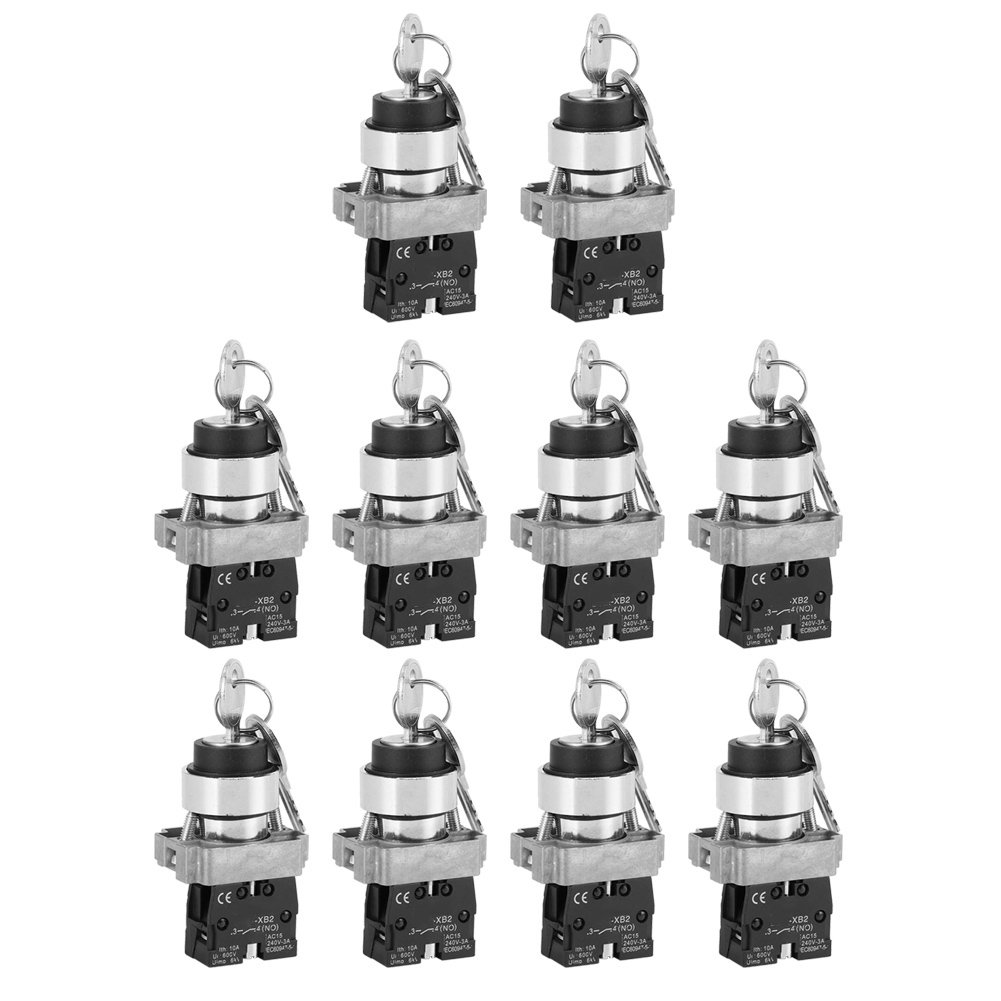 10 Sets Berm Schlüsselschalter, Selbstverriegelnd, Normalerweise Offen, Hardware-versorgung Bem-xb2-10y/21 240 V