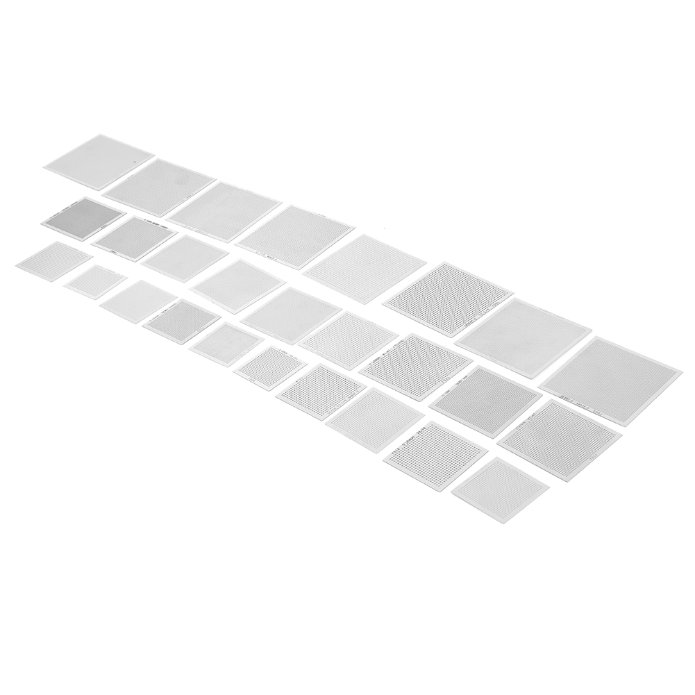 27-teiliges Set Universeller Bga-schablonen Für Reballing, Reballing, Rework, Netz, Beheiztes Schablonenset, Zinn, Für Desktop- Und Laptop-reparatur
