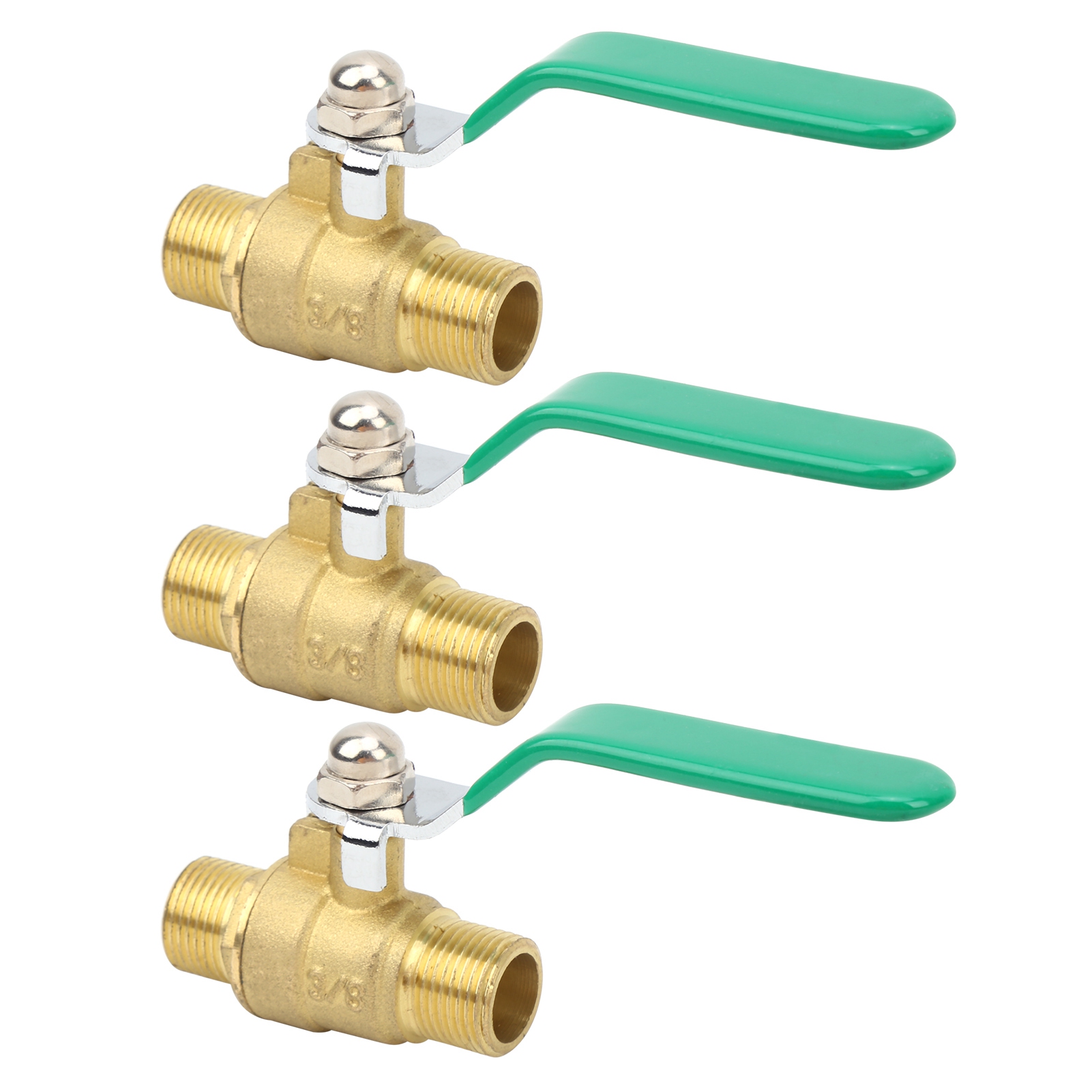 3 Stück Wasserrohr-kugelventil, 3/8 Zoll Doppel-außengewinde, Dickes Messing, Abfluss-absperrschalter